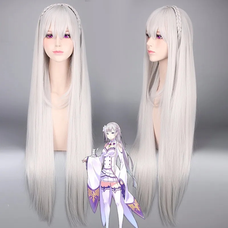 Re Zero Rem Wig - 이세카이 세이카츠 에밀리아 롱 코스프레 가발,