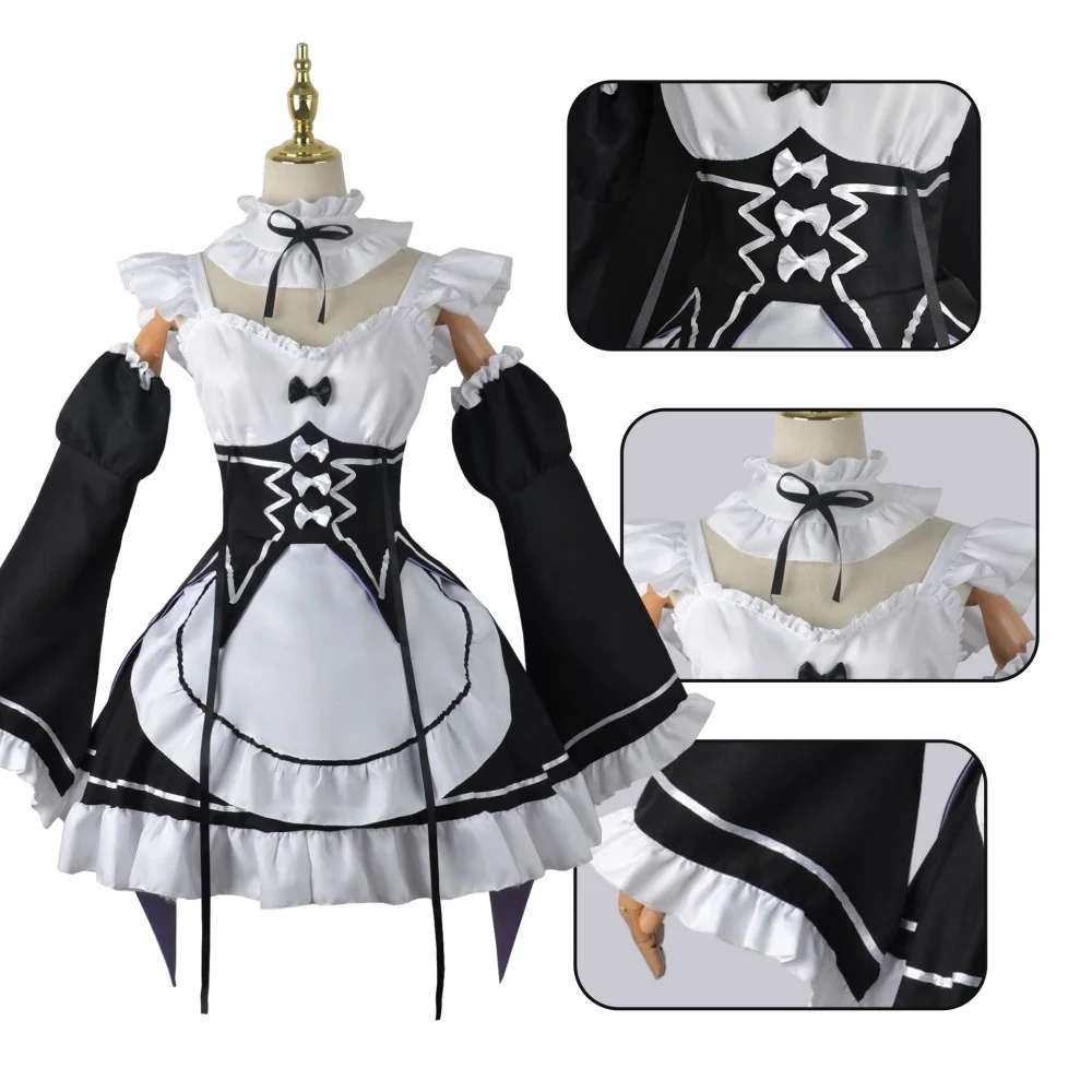 Anime Cosplay Re Zero - 애니메이션 램 렘 메이드 코스프레 Re: