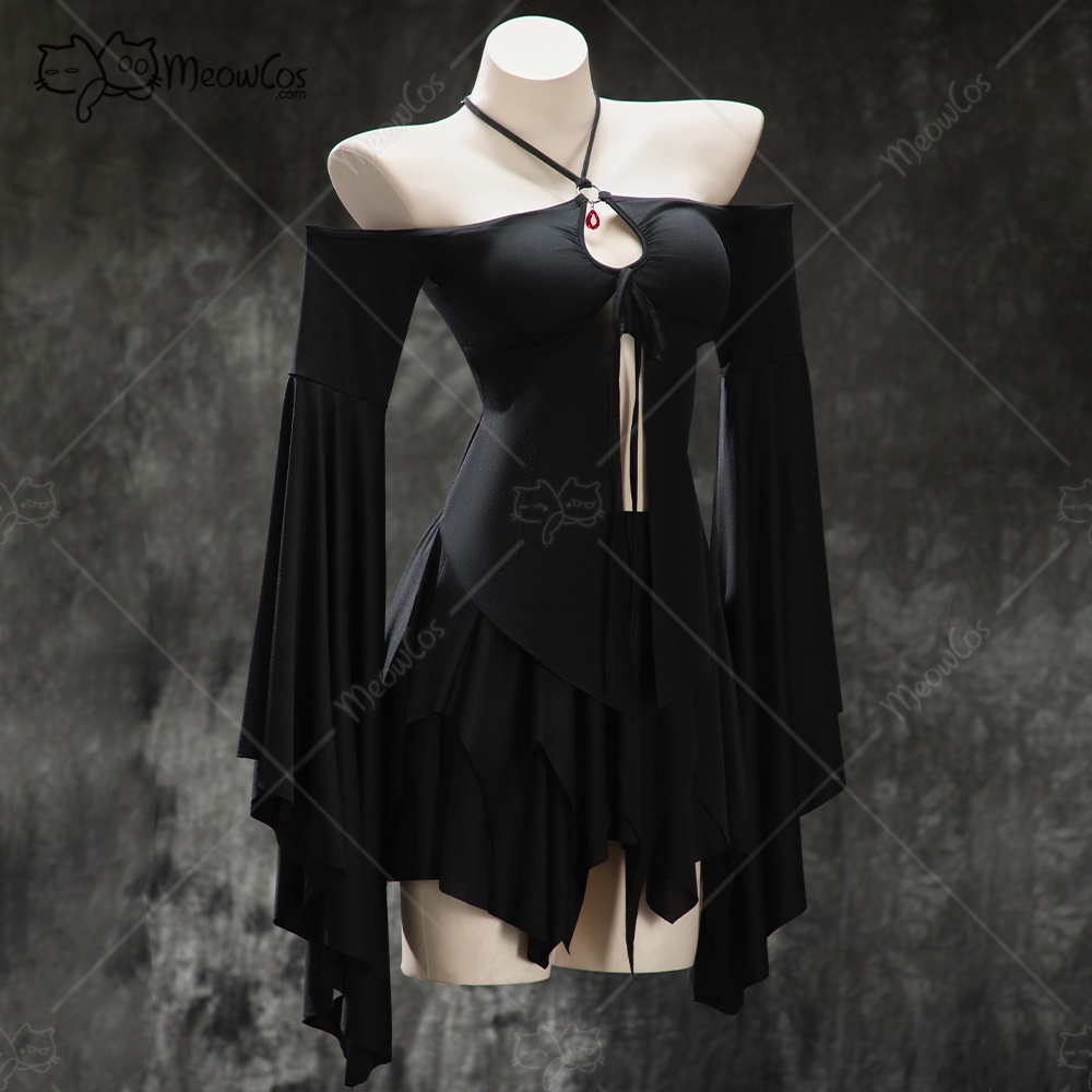 MEOWCOS 여성 고딕 블랙 탑 스커트 세트 다크 엘 - Anime Cosplay Com 리뷰 및 가격
