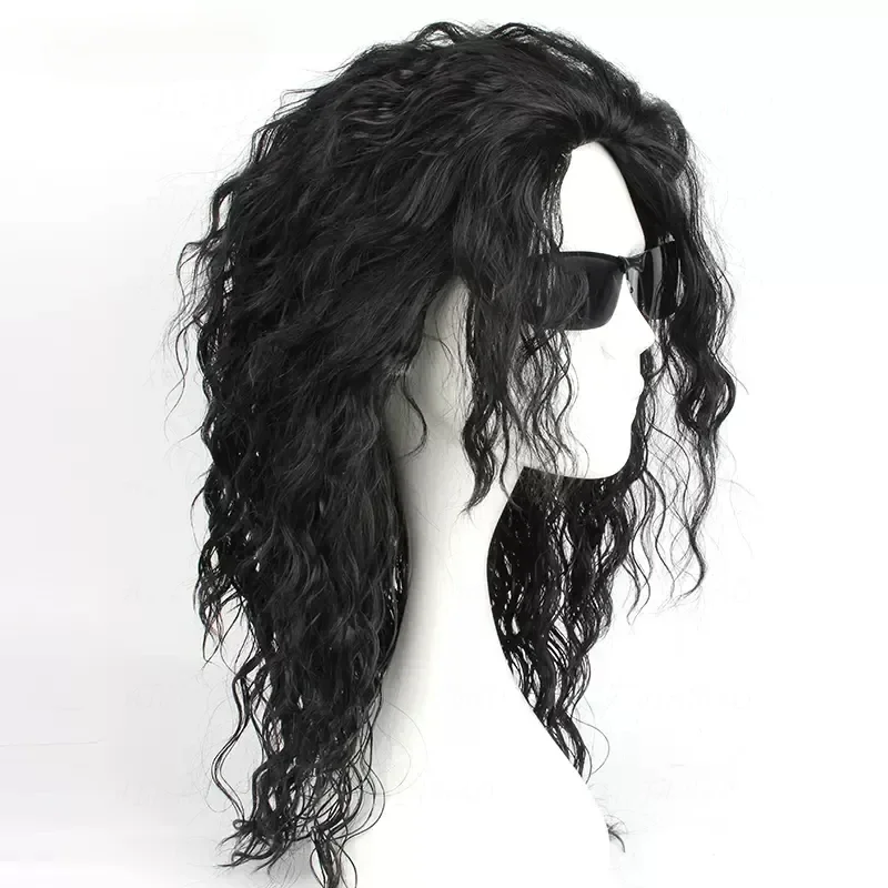 애니메이션 마이클 잭슨 코스프레 마이클 코스프레 블랙  - Anime Cosplay Long Black Hair 리뷰 및 가격