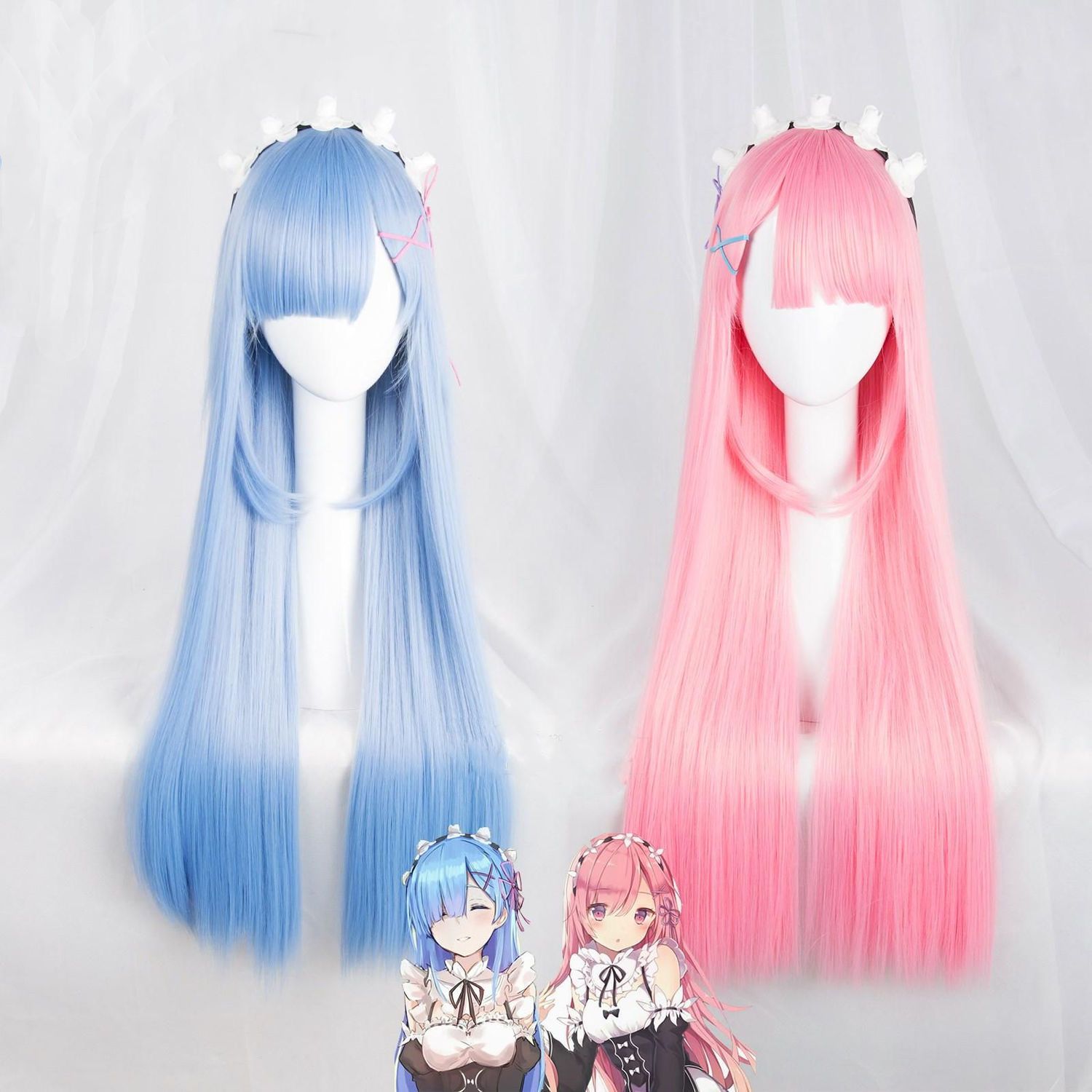 Re Zero 람 & 렘 코스프레 가발 성인 버전, 긴 - Re Zero Rem Wig 리뷰 및 가격