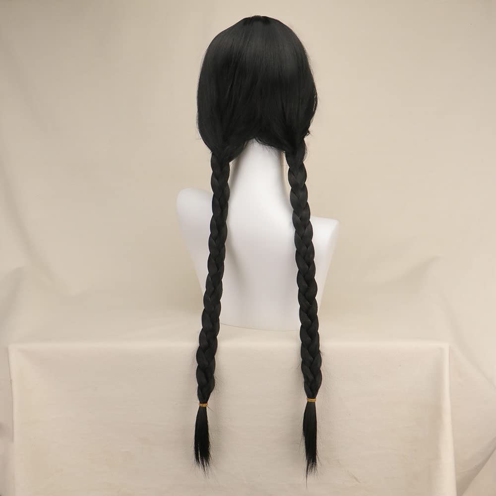 긴 고딕 코스프레 가발 여성용 긴 검은색 땋은 머리 합 - Anime Cosplay Long Black Hair 리뷰 및 가격