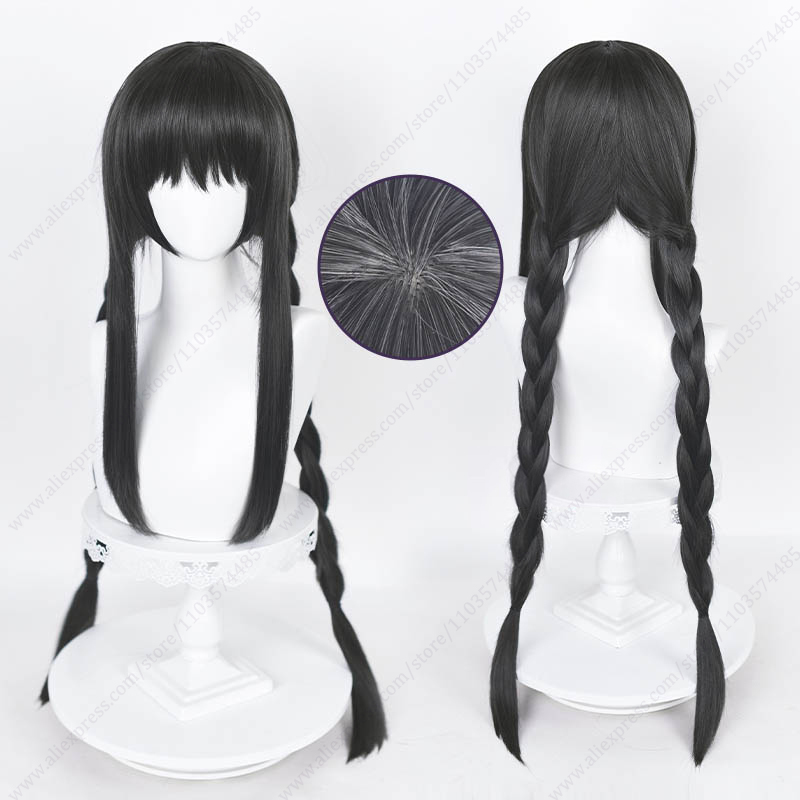 아케미 호무라 90cm 길이 스트레이트 블랙 그레이 코 - Anime Cosplay Long Black Hair 리뷰 및 가격