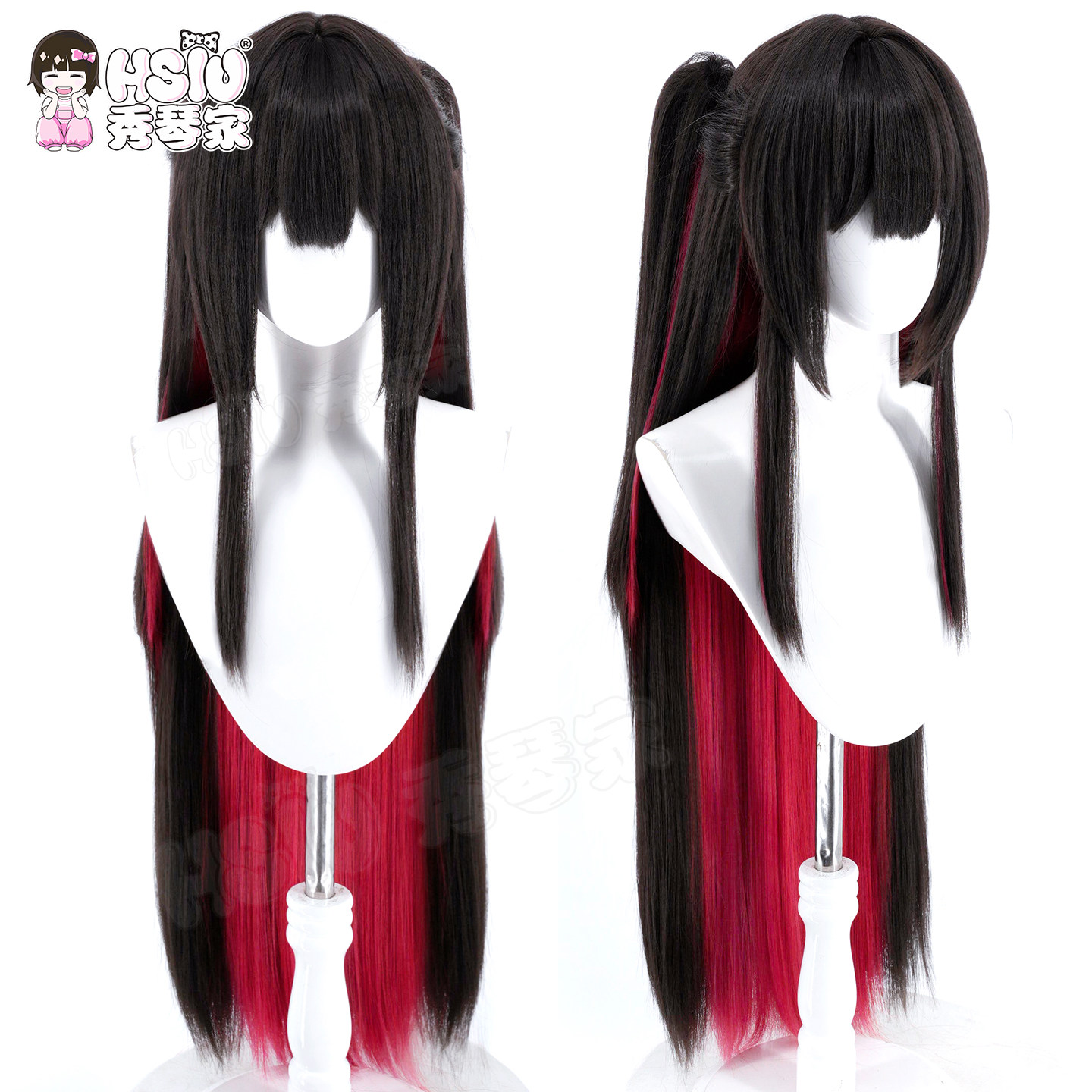 HSIU 게임 아즈르 레인 하츠즈키 코스프레 가발 95 - Anime Cosplay Long Black Hair 리뷰 및 가격