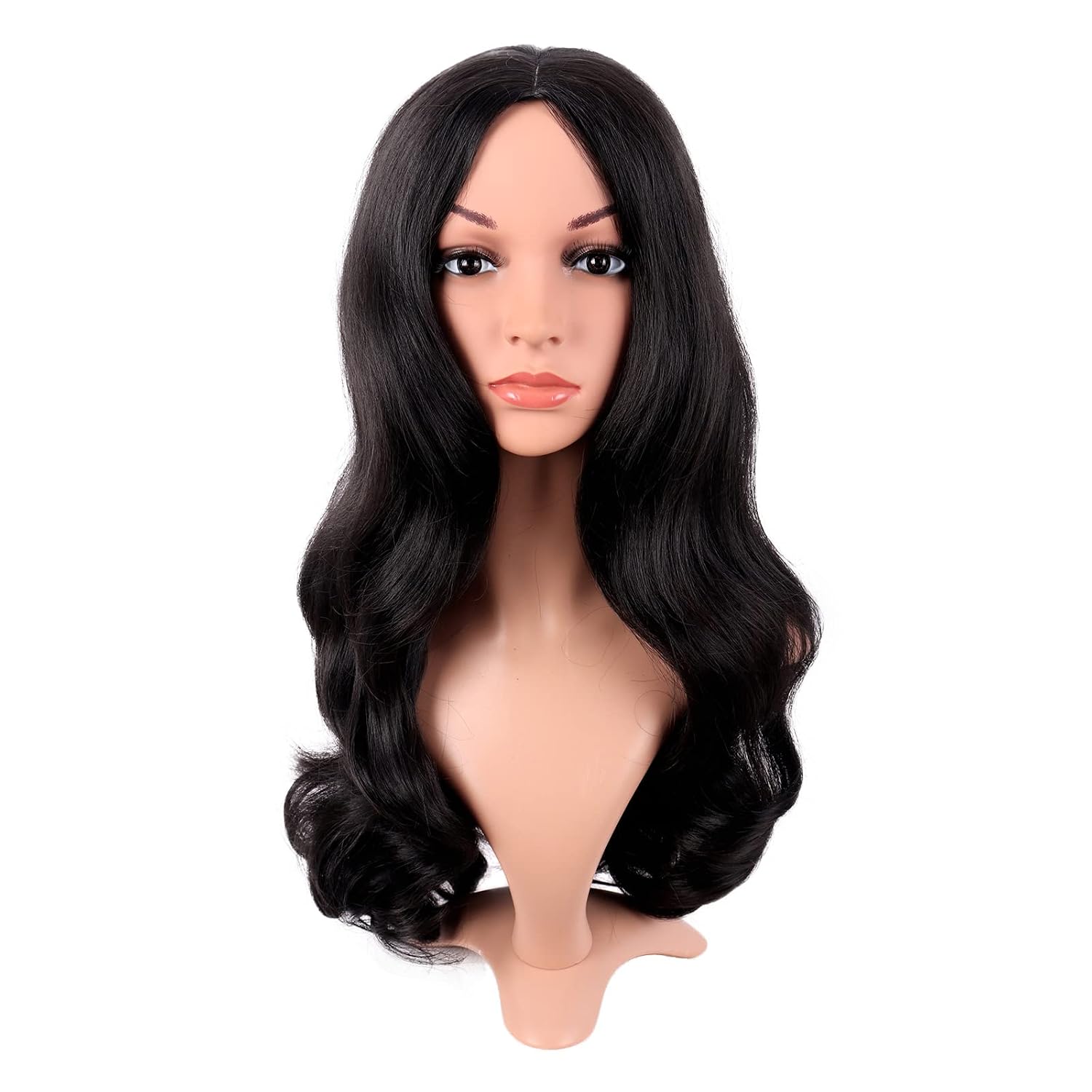 긴 곱슬머리 중간 가르마 코스프레 가발 블랙 패션 가발 - Anime Cosplay Long Black Hair 리뷰 및 가격