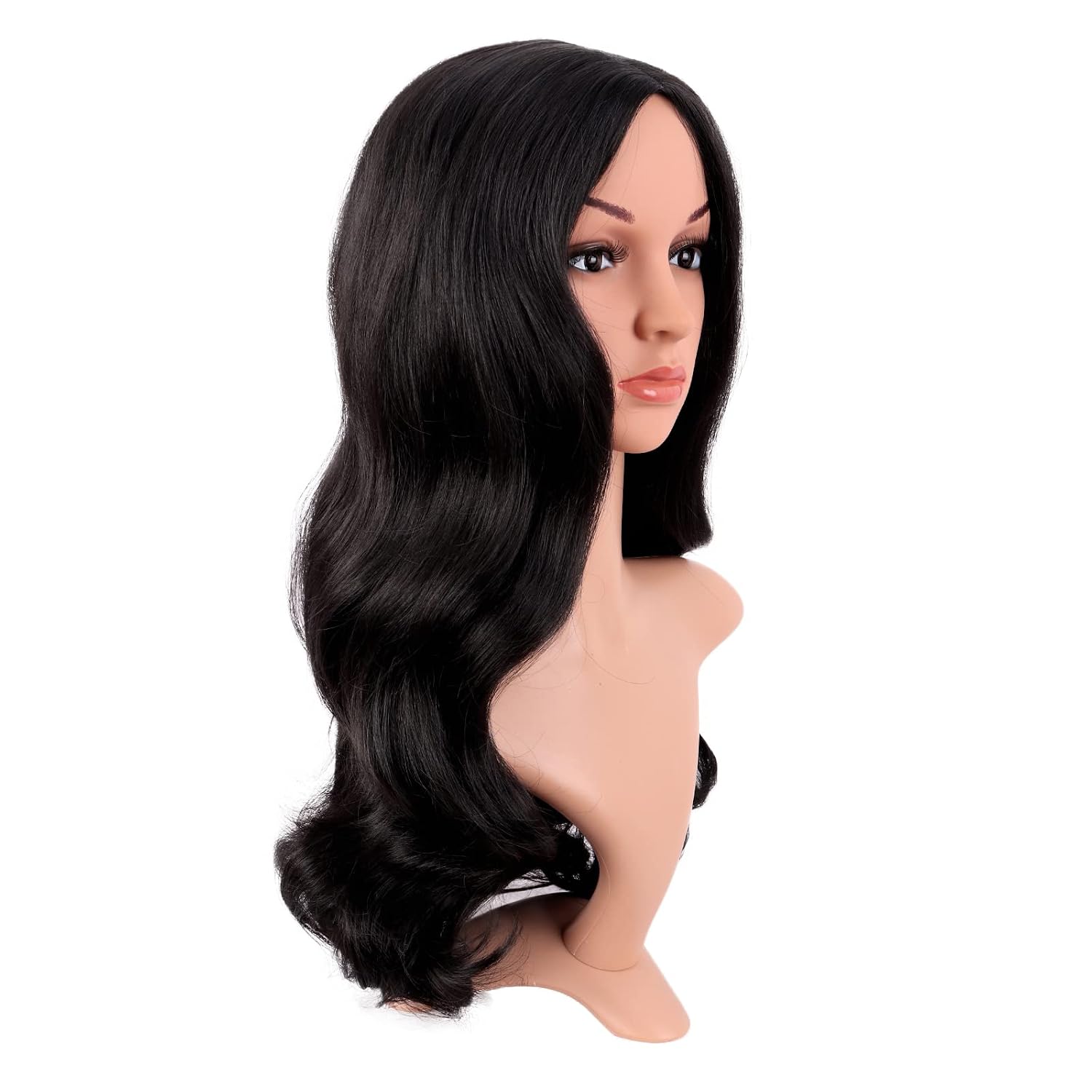 긴 곱슬머리 중간 가르마 코스프레 가발 블랙 패션 가발 - Anime Cosplay Long Black Hair 리뷰 및 가격