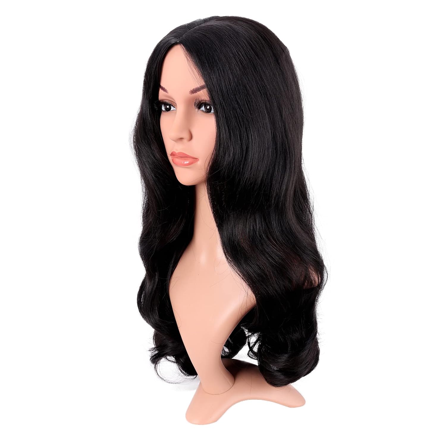 긴 곱슬머리 중간 가르마 코스프레 가발 블랙 패션 가발 - Anime Cosplay Long Black Hair 리뷰 및 가격