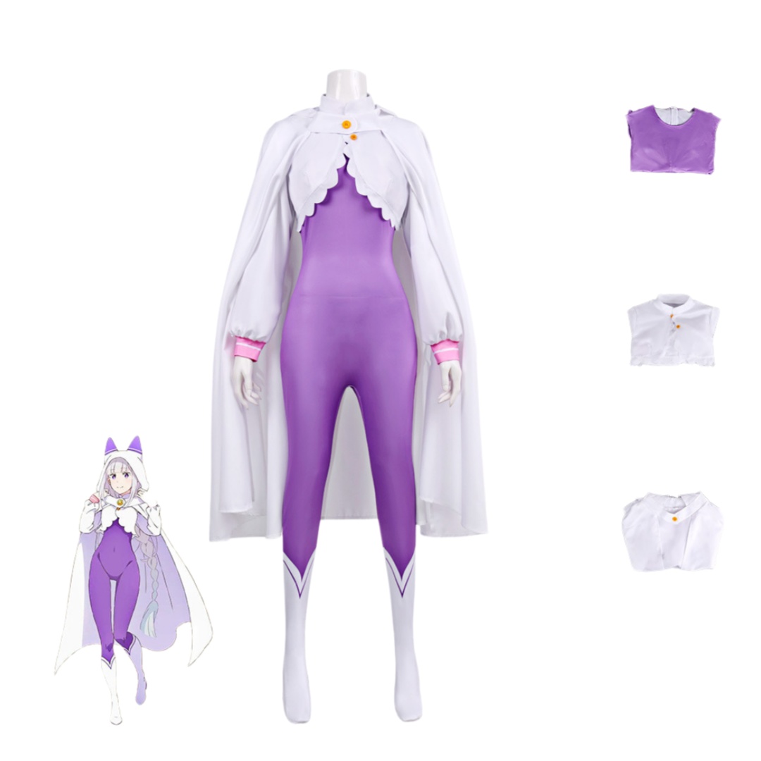 Re Zero 에밀리아 코스프레 의상 가발 세트 점프슈 - Anime Cosplay Re Zero 리뷰 및 가격