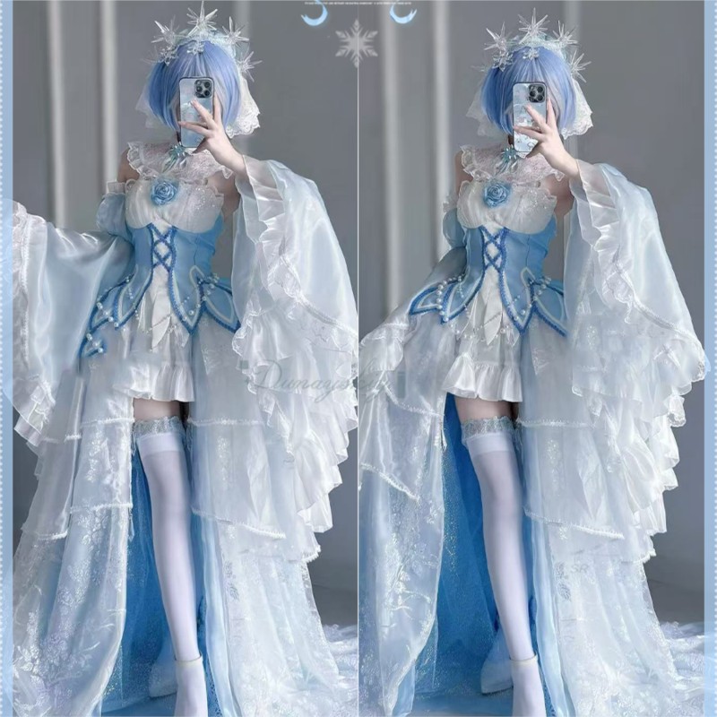 할로윈 코스튬 성인용 애니메이션 리제로 라무 화려한 유 - Re Zero Rem Wig 리뷰 및 가격